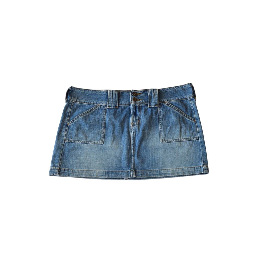 Vintage Y2K L.E.I. Denim Mini Skirt Low Rise Medium Wash Utility Pocket